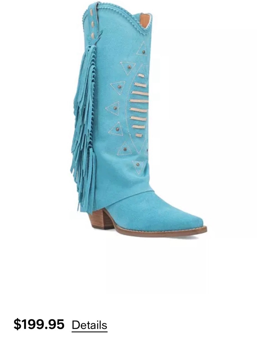 Turquoise Fringe Leather Suede Women's Western Boot - Picture 6 of 7